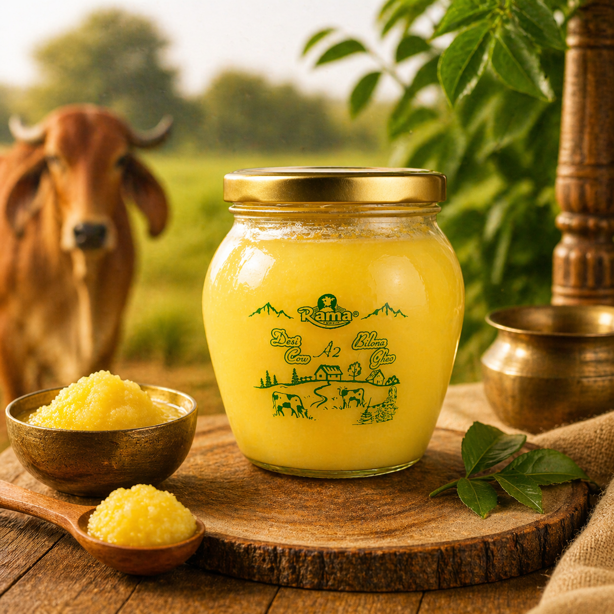 Pure A2 Bilona Gir Cow Ghee 500ml jar by Rama Amrit
